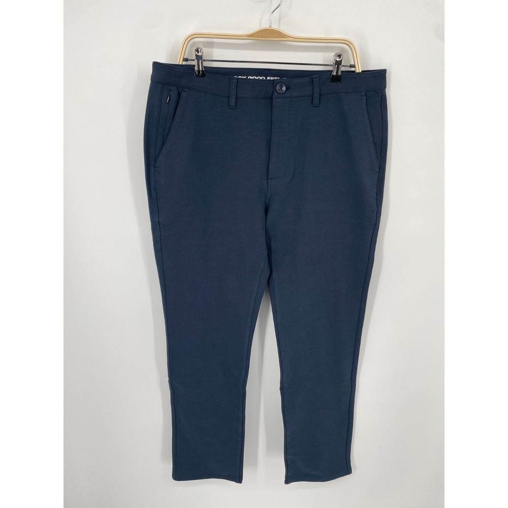 True Classic Pants Men 36x32 Navy Blue Cotton Blend Straight Leg Performance NWT